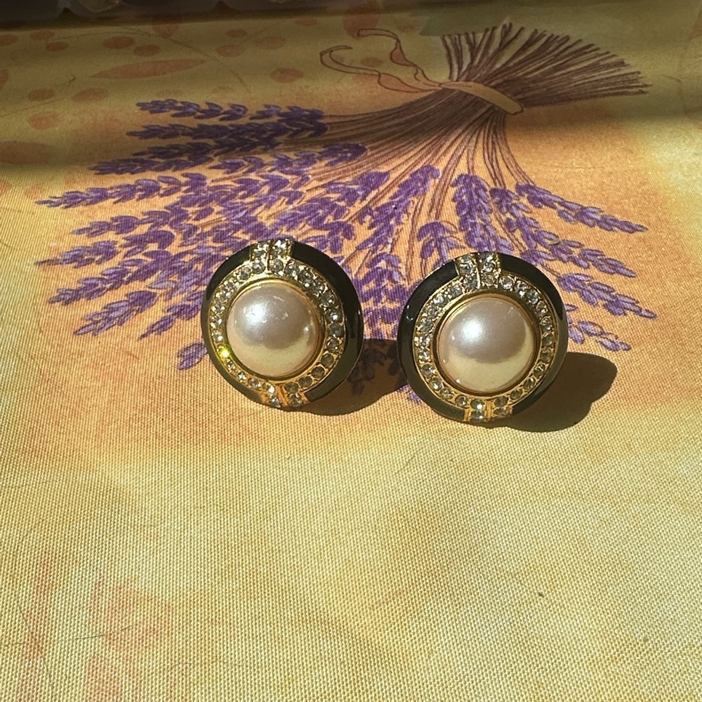 Chic Pearl and Gold-Tone Earrings